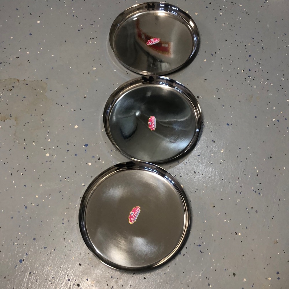 2 stainless steel trays or “thalis” BRAND NEW
